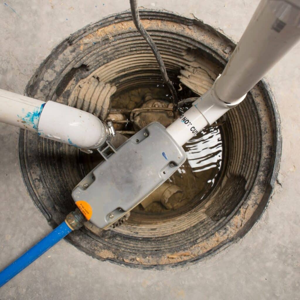 sump pump in a basement